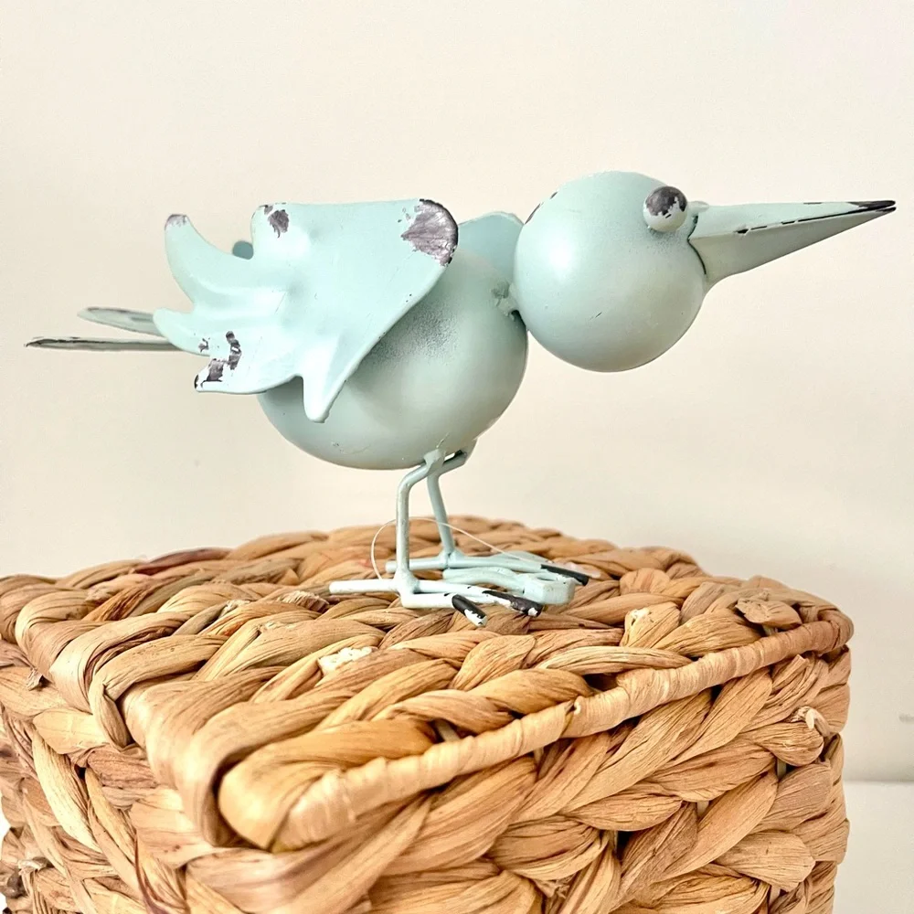 Blue Bird Set Metal and Wax Candle